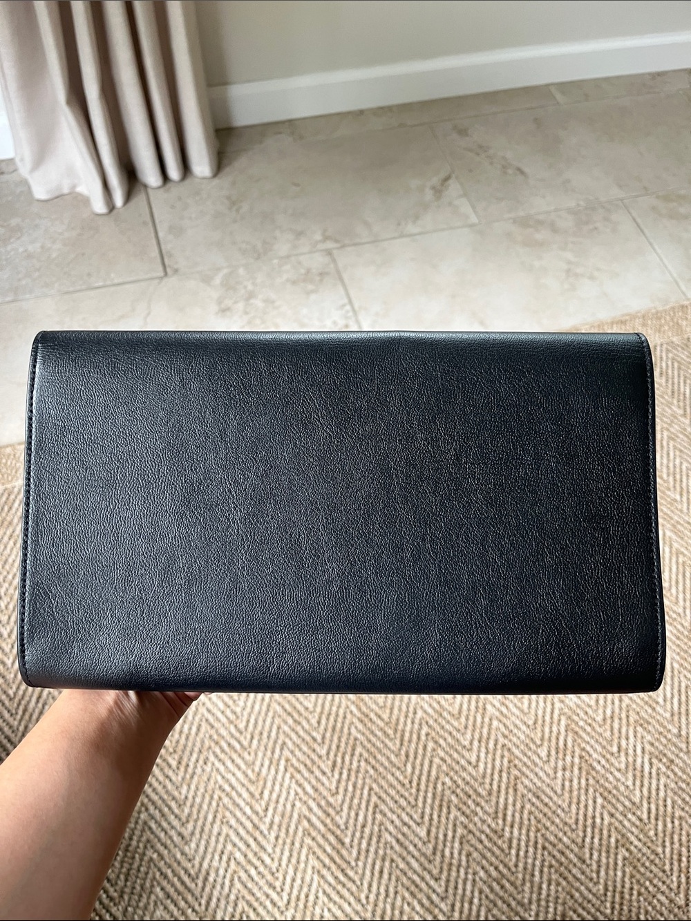 Saint Laurent Black Embossed YSL Leather Envelope Clutch - Picture 6 of 10